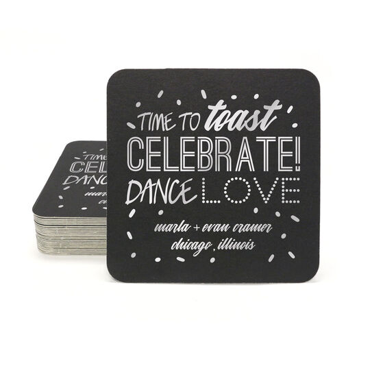 Toast Celebrate Love Square Coasters